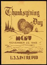 U.S.S. Intrepid Thanksgiving Day menu