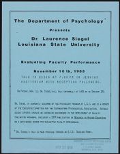 The Department of Psychology Presents Dr. Laurence Siegel Louisiana State University