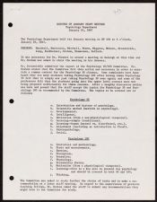 Minutes of January Staff Meeting Psychology Department, January 30, 1967