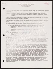 Minutes of February Staff Meeting Psychology Department, February 10, 1969