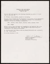 Minutes of the Staff Meeting of the Psychology Department,  July 27, 1970