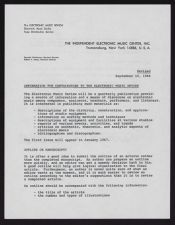 Information for contributors to the Electronic Music Review, September 15 , 1966