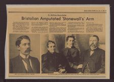 "Bristol Herald Courier" (Tennessee) newspaper article on Dr. Matthew M. Butler and his role of helping in the amputation of General Stonewall Jackson's arm in 1863