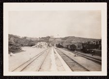 Railroad tracks leading to siding at Camp Gusen I Concentration Camp