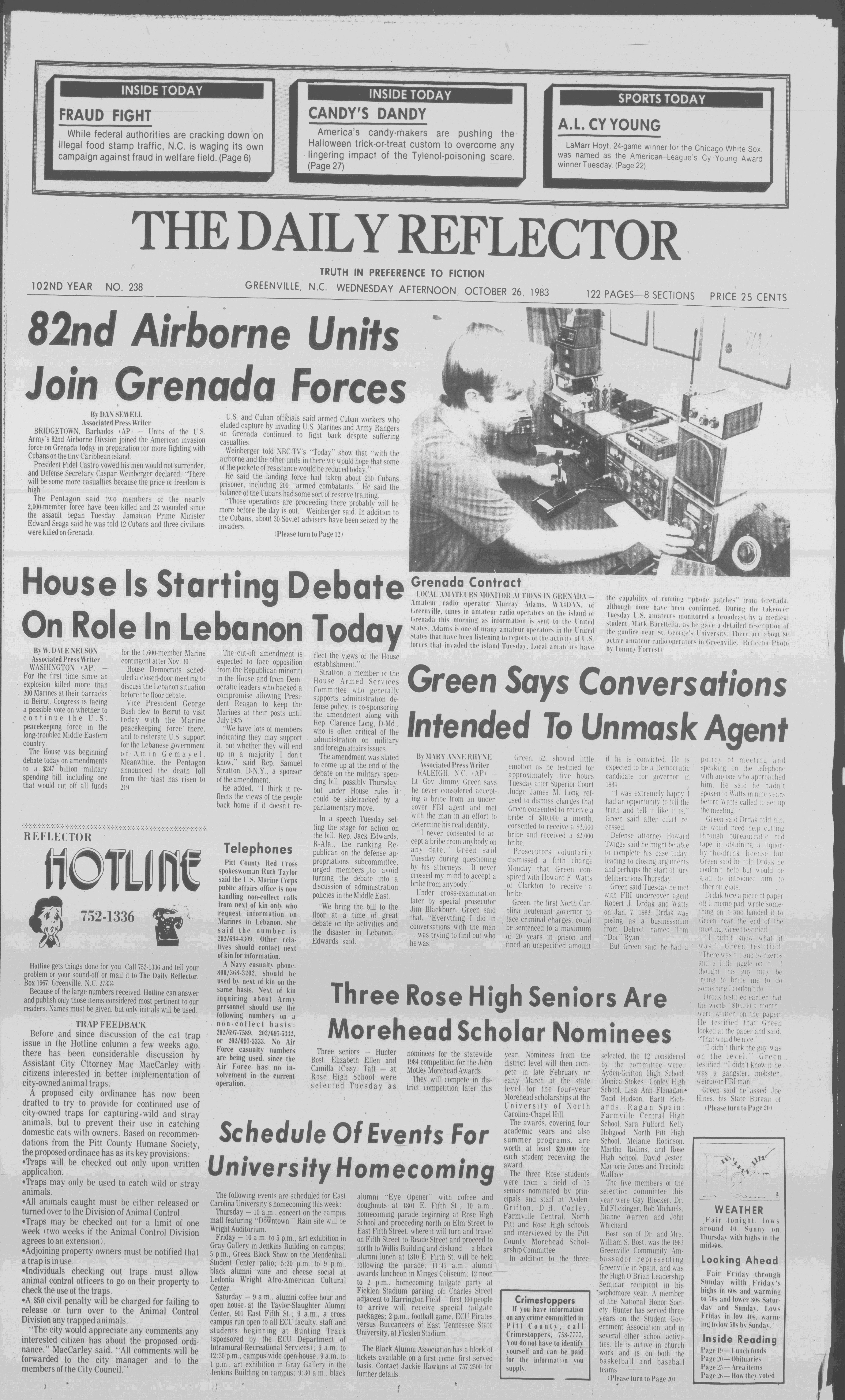 Daily Reflector, October 26, 1983 - ECU Digital Collections