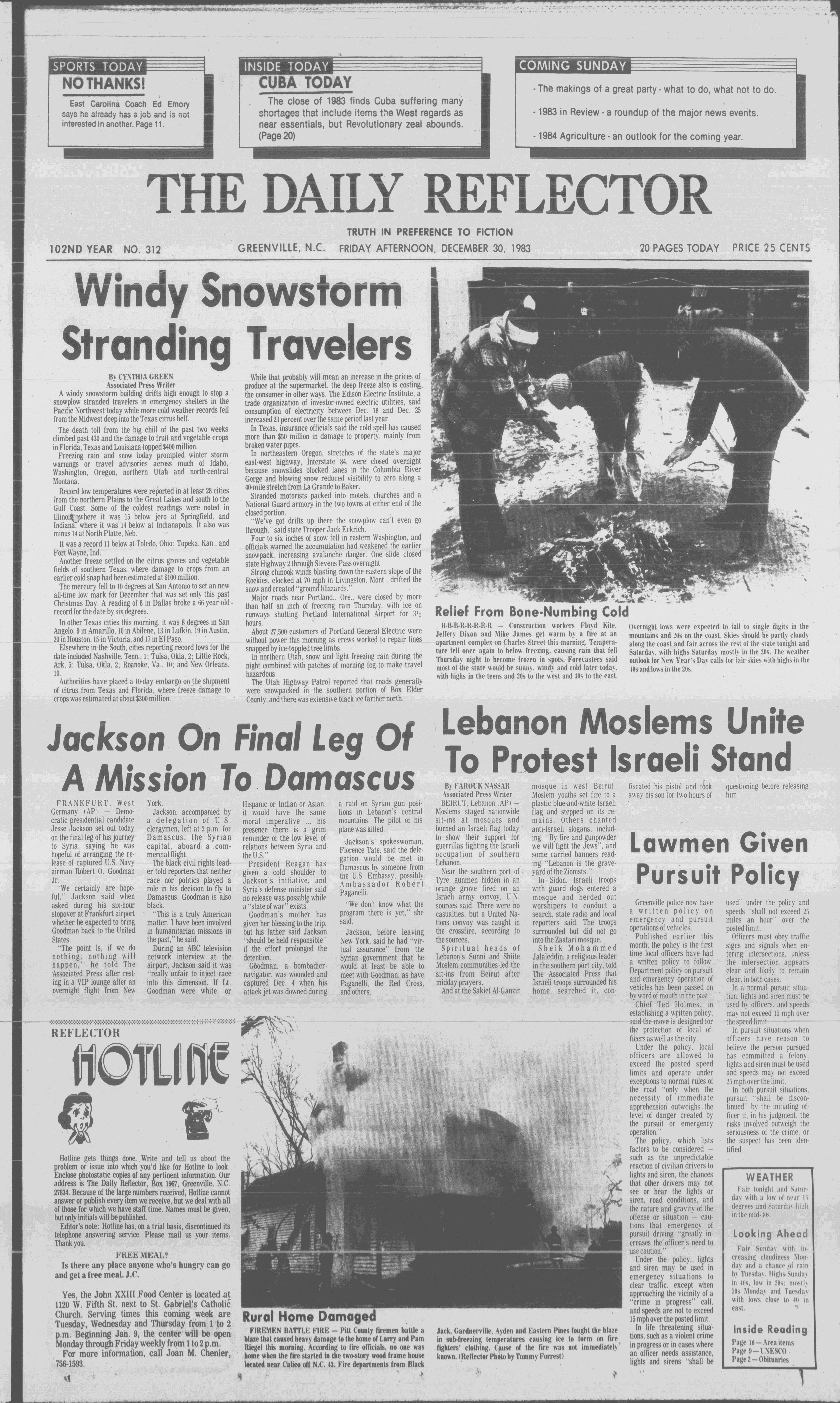 GOING STEADY  デモテープ Daily Reflector, December 30, 1983 - ECU Digital Collections