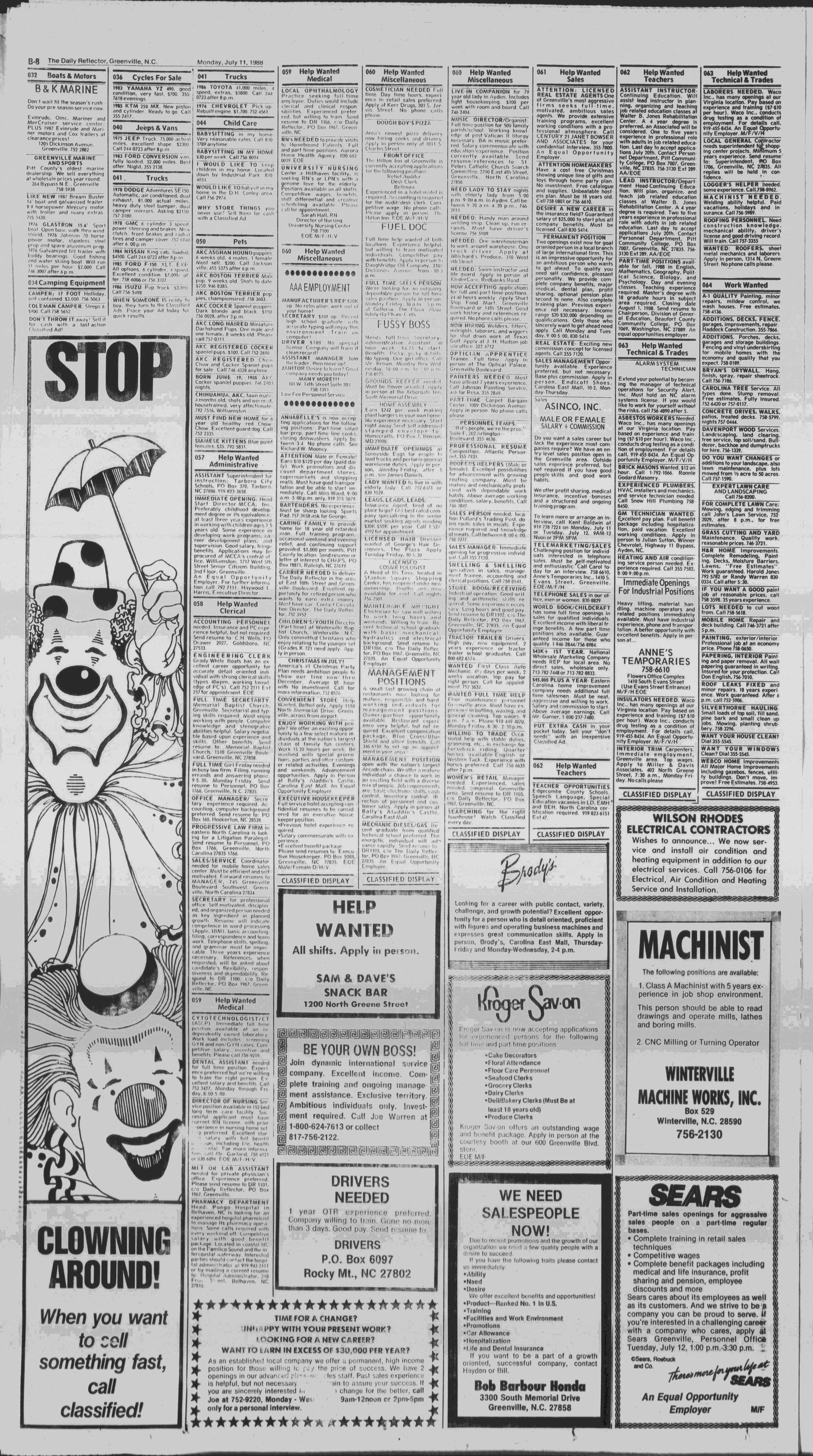 Daily Reflector, July 11, 1988 - ECU Digital Collections