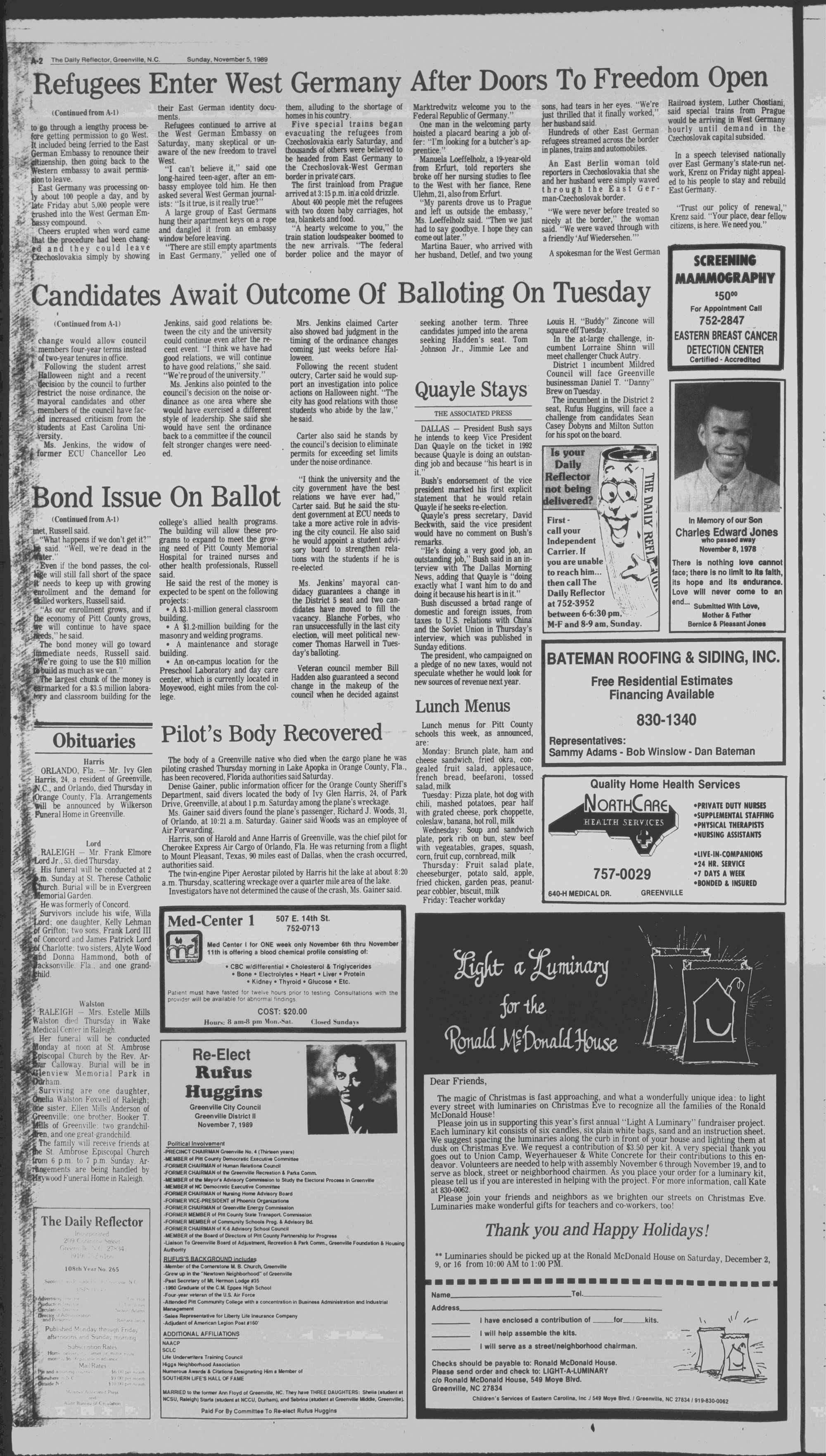 Daily Reflector, November 5, 1989 - ECU Digital Collections