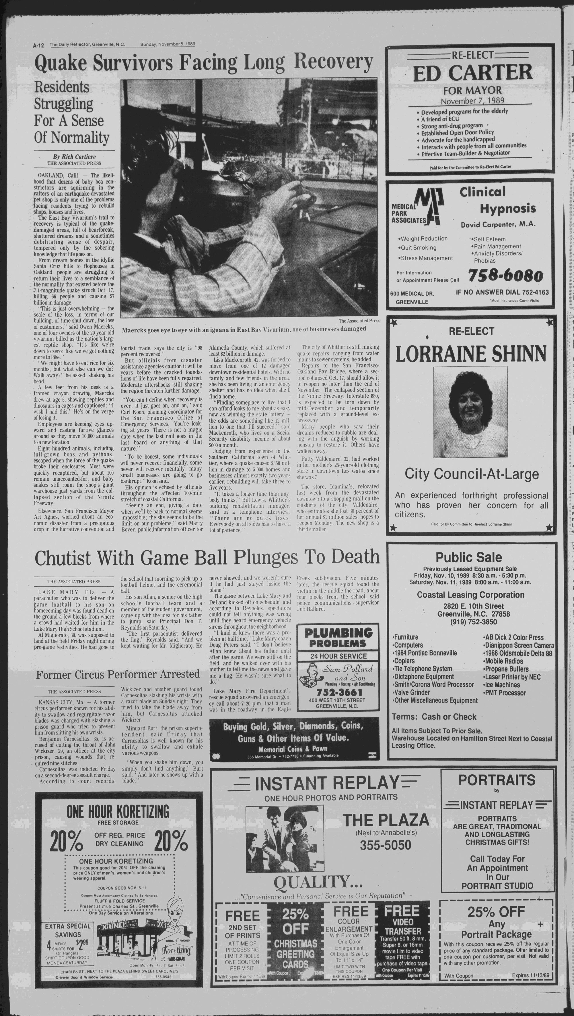 Daily Reflector, November 5, 1989 - ECU Digital Collections